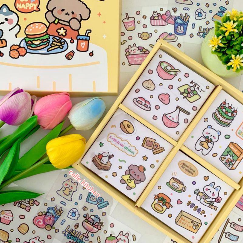 

Cute Animal Food Party Sticker Deco PVC / Mini Sticker Cute / Stiker Tumblr Aesthetic / Stiker HP/ Stiker DIY Jurnal (Random)