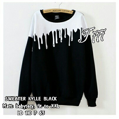 [sweater kylle RO] Sweater Wanita Beby Terry Hitam/Putih