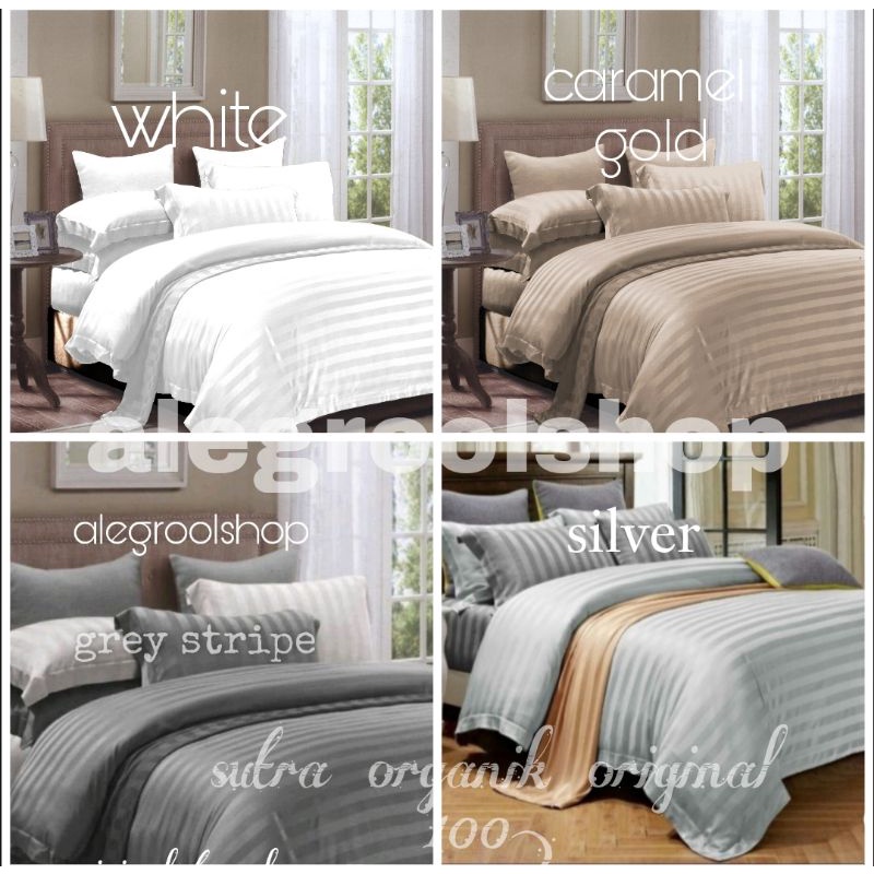 PROMO!!SPREI SUTRA ORGANIK GARIS TERMURAH DI SHOPEE