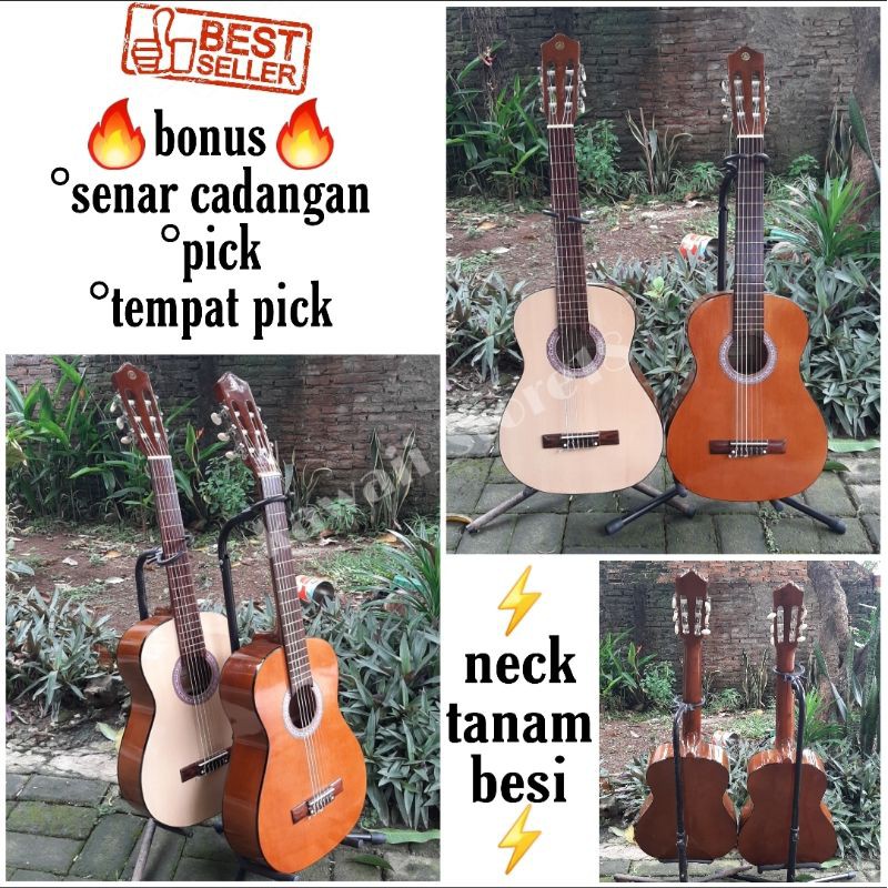 gitar akustik klasik yamaha senar nilon ukuran 3/4 neck sudah tanam besi