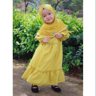  BISA COD BAJU  GAMIS ANAK  PEREMPUAN SET HIJAB BAHAN KATUN 