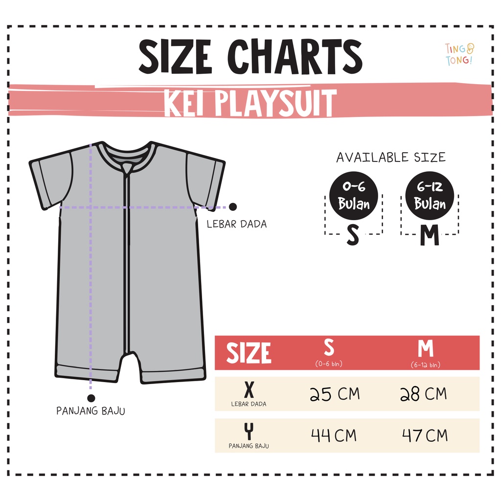 TINGTONG - Kei Playsuit - Romper Jumper Anak Bayi Laki Perempuan - Romper Pendek Terusan