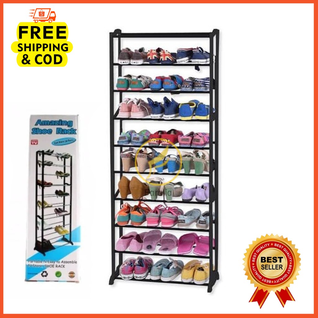 Rak Sepatu 10 Susun Tingkat Amazing Shoes Shoe Rack Rak Jilbab Multifungsi Kuat Aluminium Portable