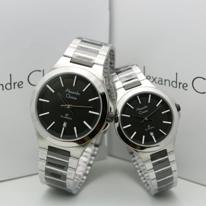 [ ORIGINAL ] Jam Tangan Couple Alexandre Christie 8634 AC 8634 - ROSEGOLD BLACK ori