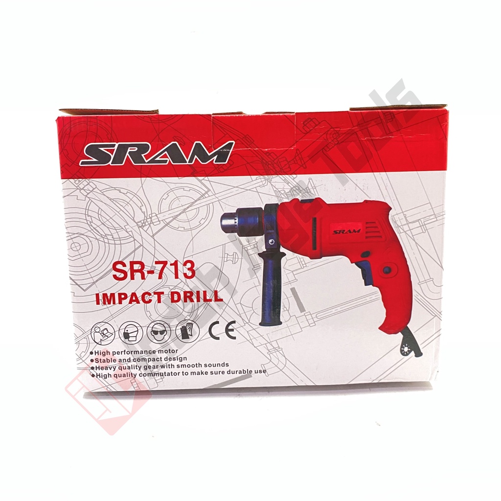 SRAM SR-713 Mesin Bor Tembok 13 mm Besi Kayu Electric Drill Beton