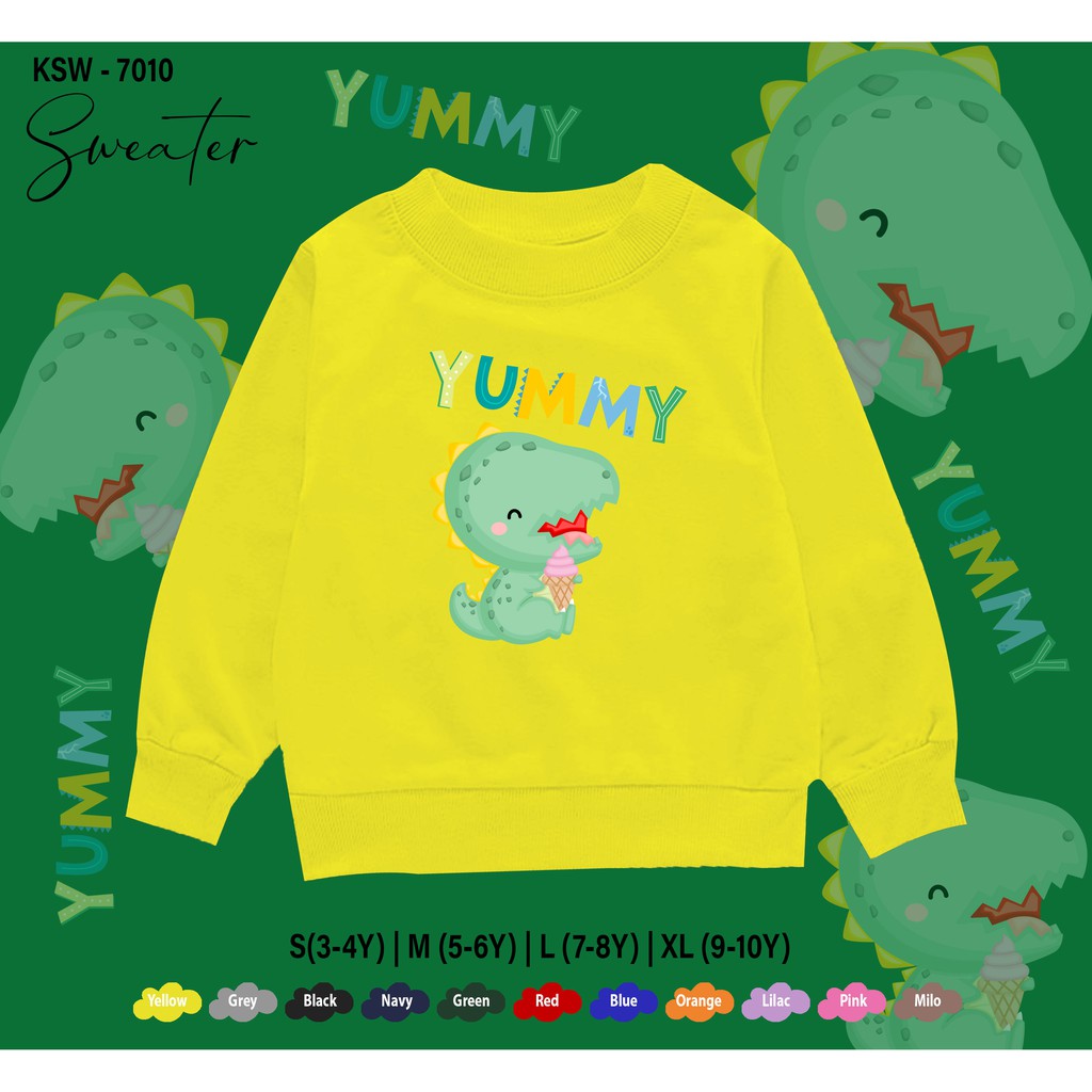 SWEATER ANAK -ANAK / BAJU  KIDS 1-10THN / BAHAN FLEECE PREMIUM ADEM / YUMMY DINO / UNISEX