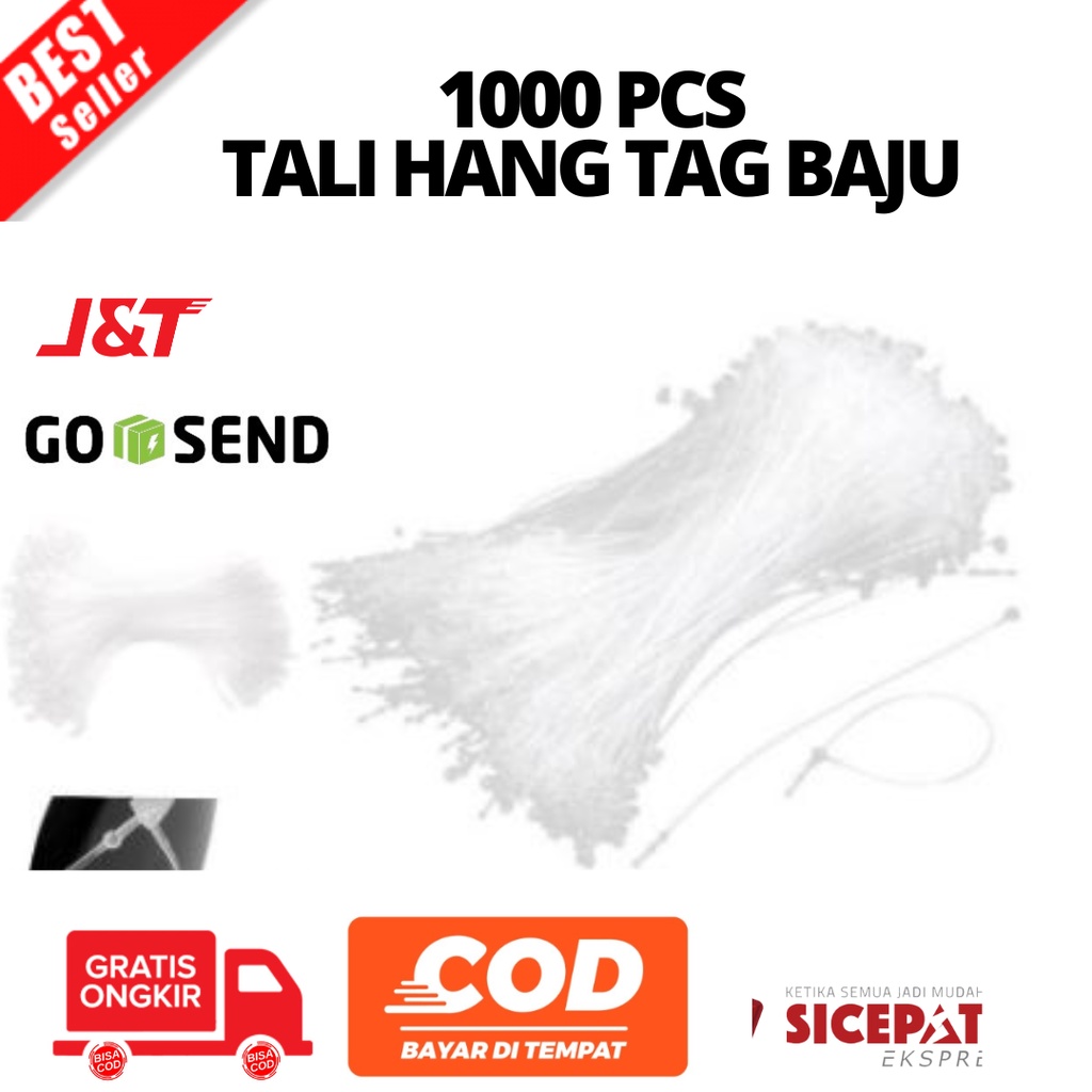 

[BAYAR DI TEMPAT] 1000 PCS LOCK PINS LOOP PINS TALI HANG TAG TALI BAJU - Putih