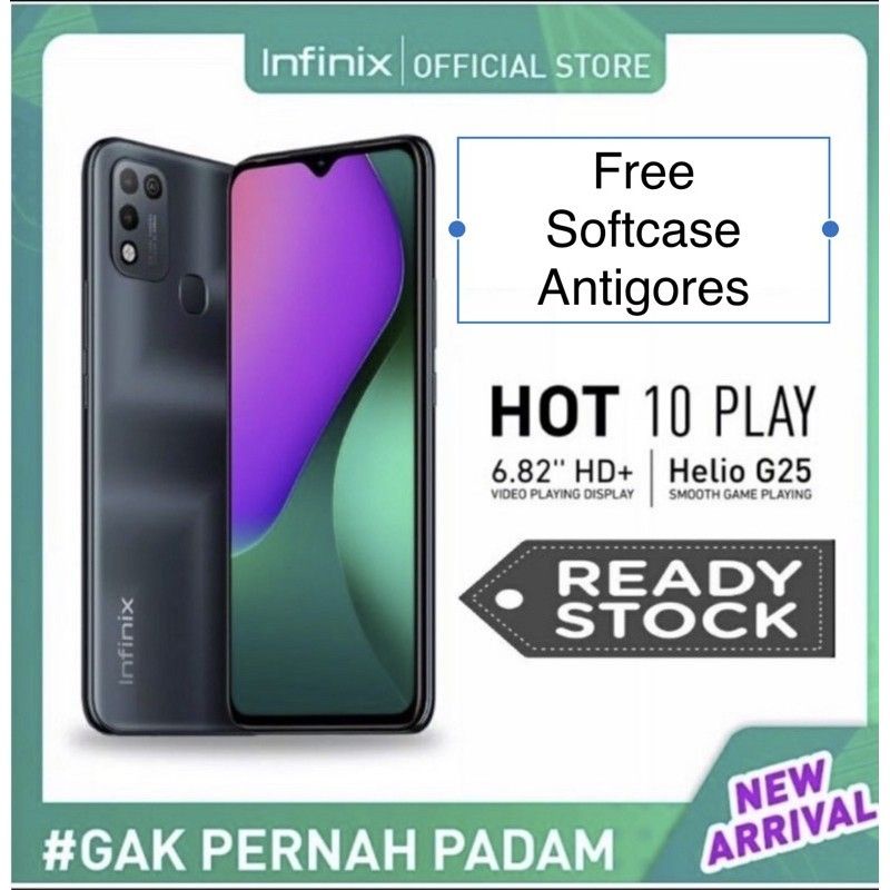 Jual Infinix Hot 10 Play Ram 4 64 Gb New Version Baterai Dan Layar Gede Garansi Resmi Shopee