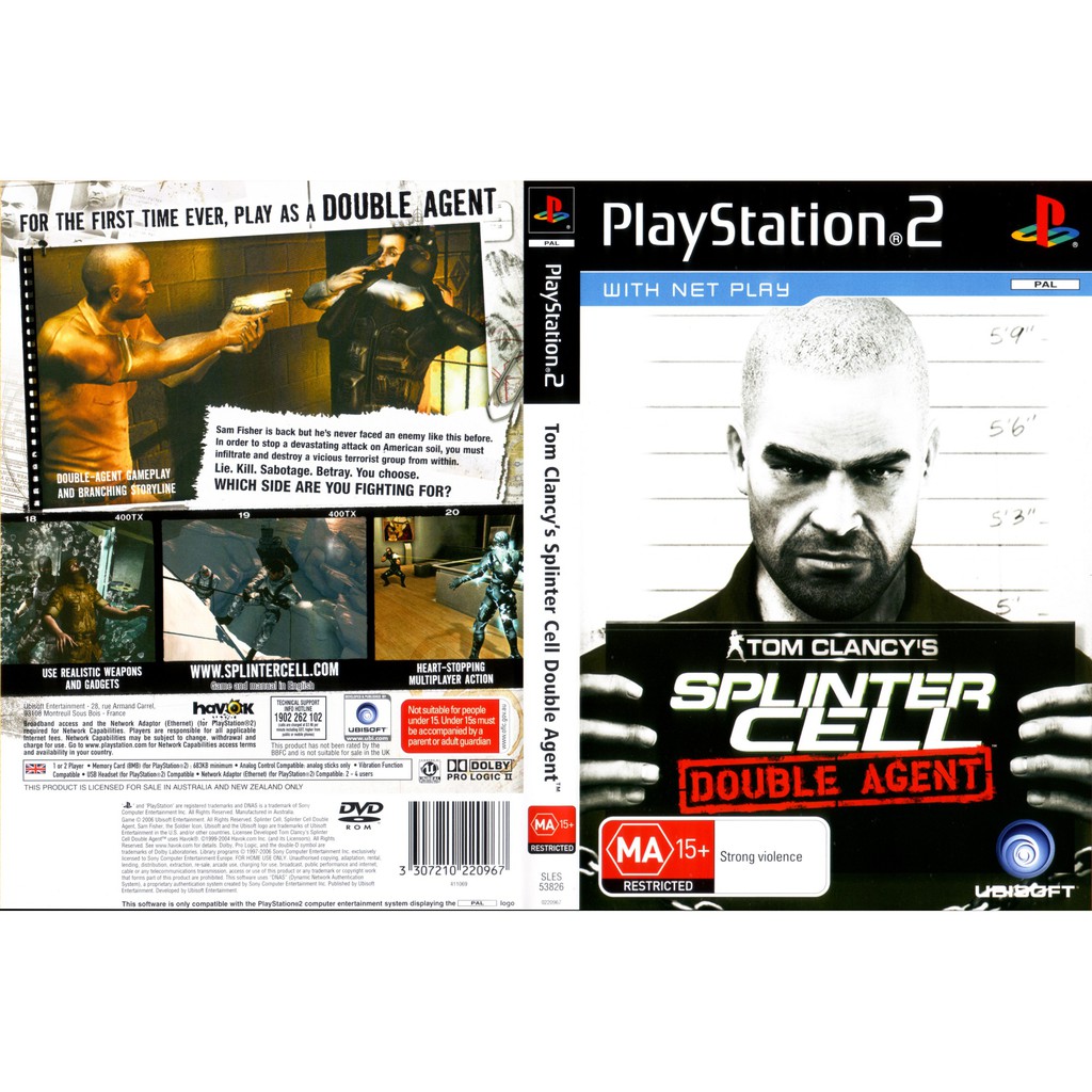 Kaset Ps2 Game Tony Hawaks - Splinter Cell Double Agent