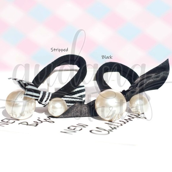 Ikat Rambut Basic Pita Mutiara Hairband Pearl Ribbon Simple GH 200112