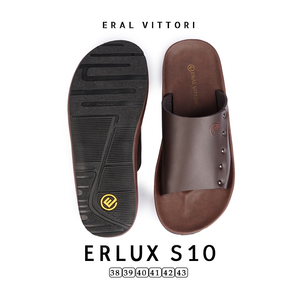 Eral Vittori - Erlux S10 Sandal Kulit Harian Pria Santai Elegan Coklat