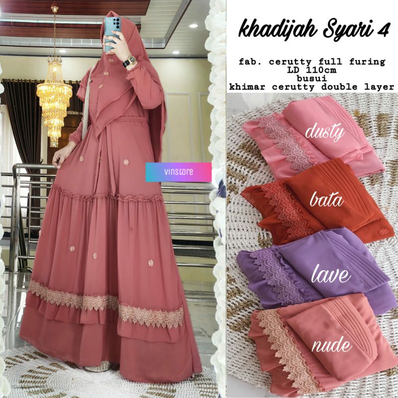 (BISA COD) KHADIJAH SYAR'I 4 // GAMIS SYARI WANITA ORI VINSTORE