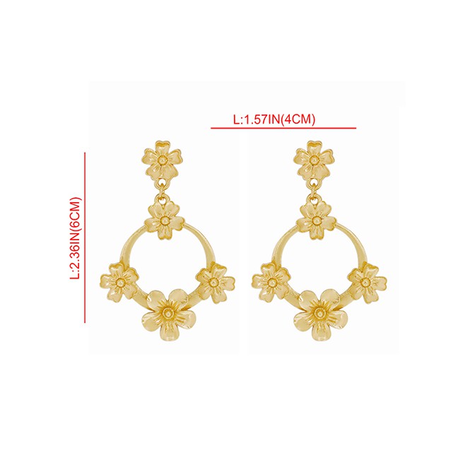 LRC Anting Tusuk Fashion Gold Alloy Flower Earrings F5795X