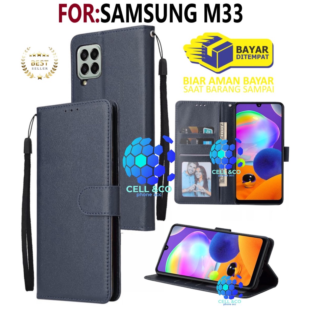 CASE SAMSUNG M33 CASE FLIP LEATHER WALLET PREMIUM FLIP CASE BUKA TUTUP KESING HP CASING FLIP CASE WALLET SAMSUNG M33