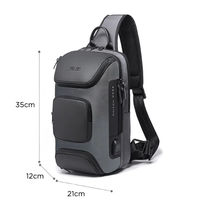 BANGE BG-7086 - Tas Selempang Pria 8L dengan USB Charging Port