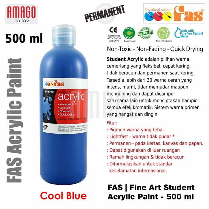 FAS - STUDENT ACRYLIC PAINT - 500 ML - COOL BLUE