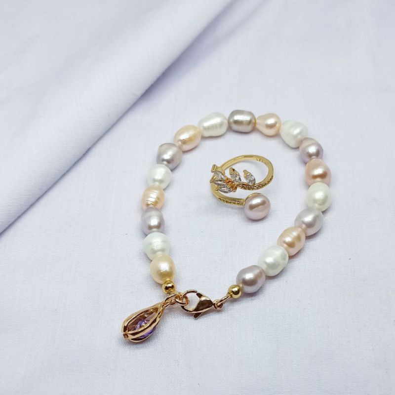 GELANG CINCIN/GELANG CINCIN MUTIARA/SET PERHIASAN/MUTIARA LOMBOK/MUTIARA AIR TAWAR