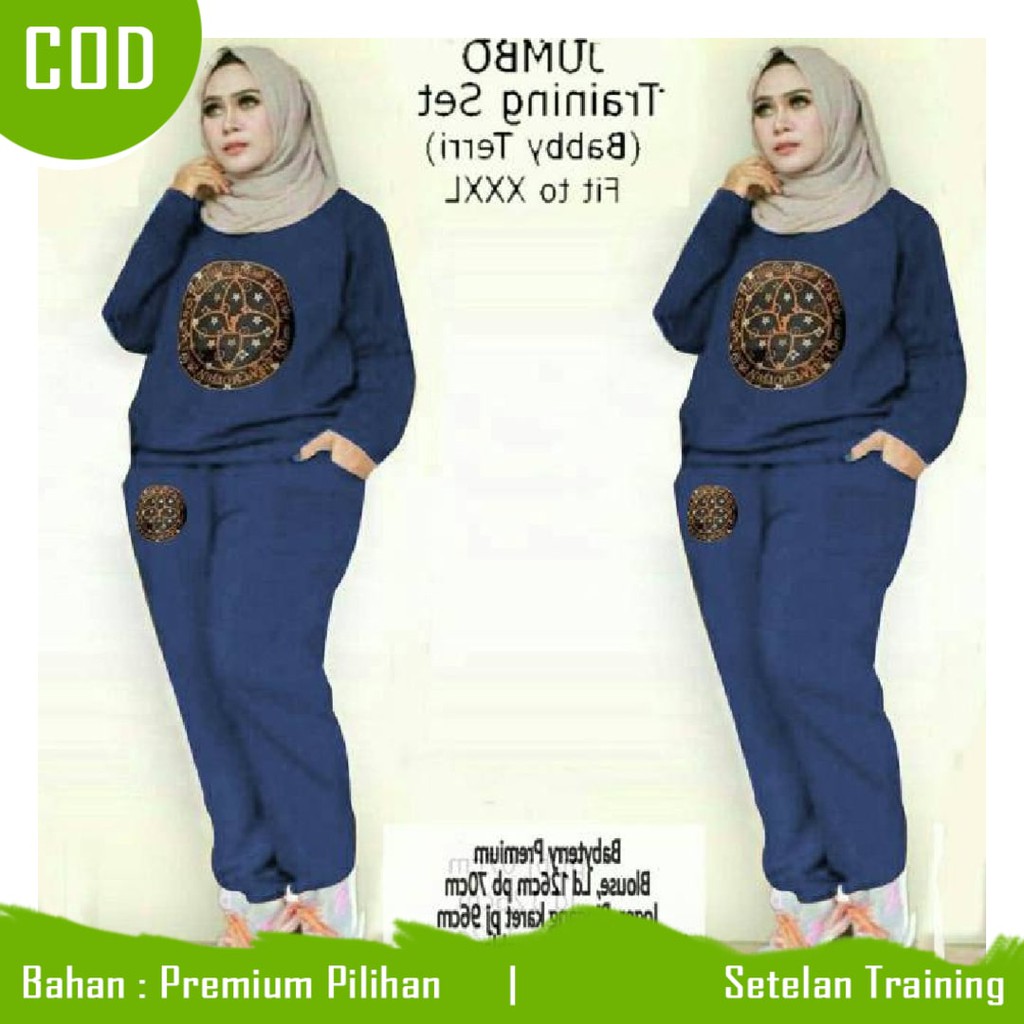 GROSIRHIJAB SET  TRANING JUMBO SETELAN OLAHRAGA  ST WANITA 