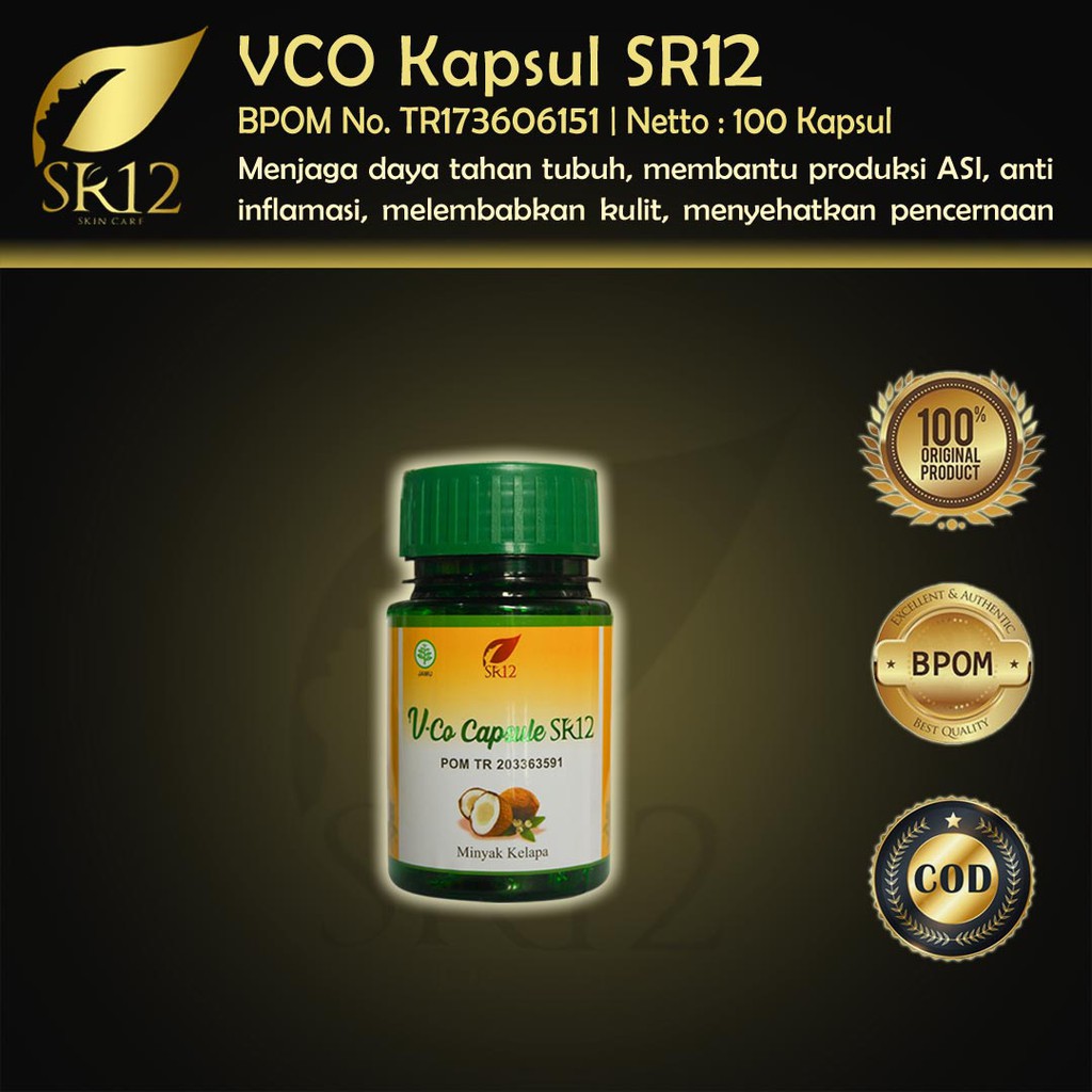 VCO Kapsul SR12 VICO Minyak Kelapa Kapsul Virgin Coconut Oil Capsul SR 12