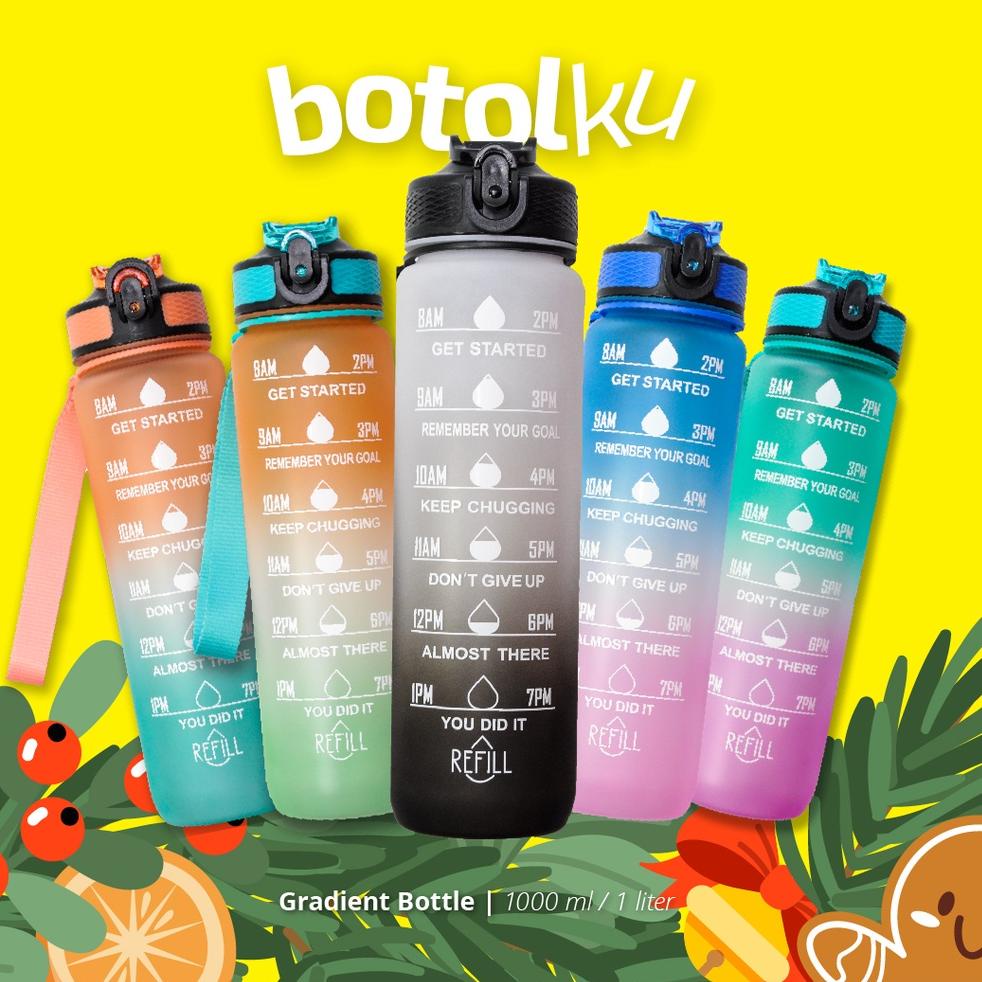 BOTOL MINUM 1 LITER / BOTOL MINUM MOTIVASI VIRAL / BOTOL QUIFIT  / BOTOL MINUM BPA  G3K9