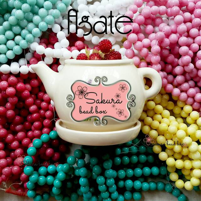 Manik Batu Alam Agate Warna Pastel Color Bahan Aksesoris Gelang Tasbih Kalung Beads Craft