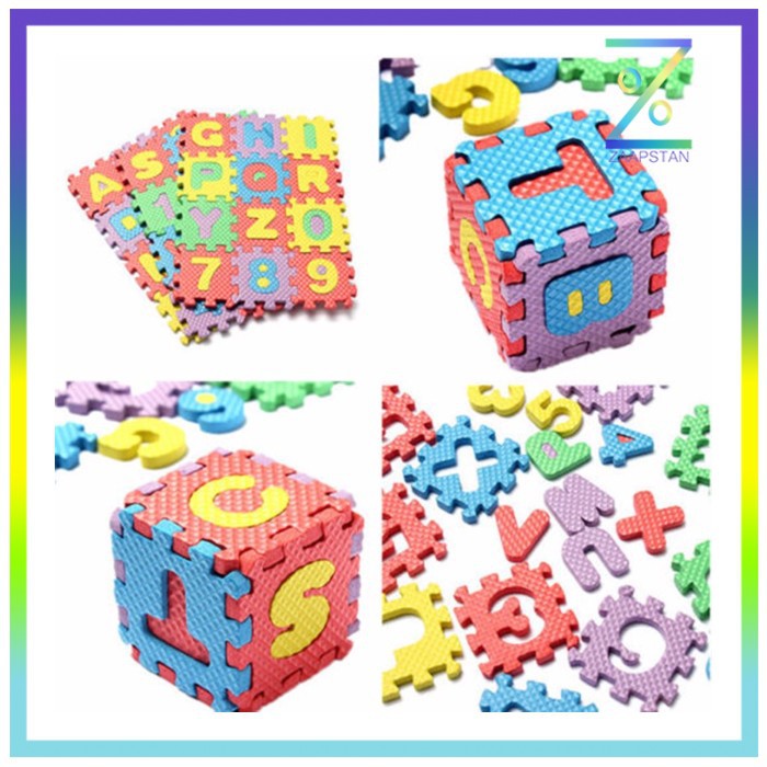 Jin Wa Wa Puzzle Foam Aplhabet &amp; Angka 36 PCS - Multi-Color