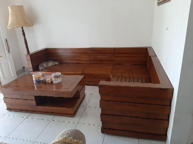 Set Kursi Sofa Ruang Tamu Sudut Box Minimalis Ukir Jati Furniture Jepara