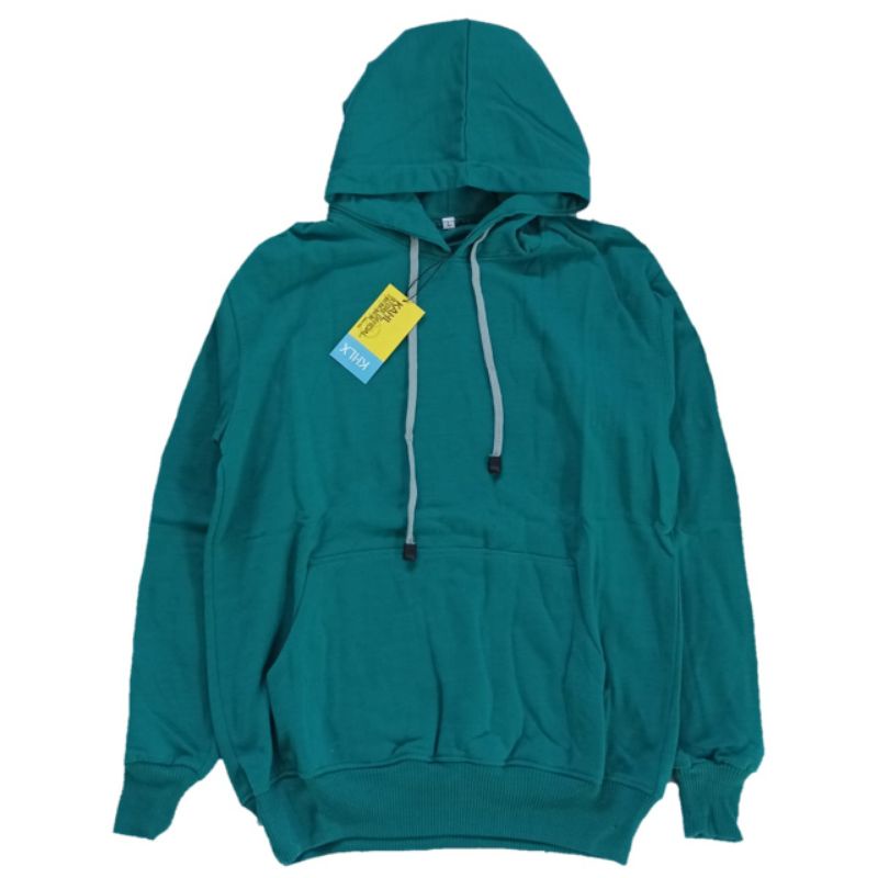 (BISA COD) Jaket jumper hoodie polos pria wanita-hijau toska
