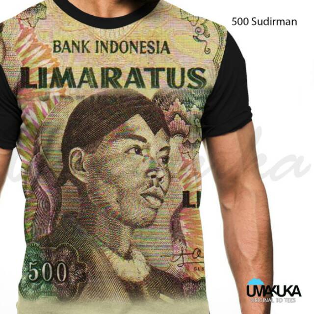 KAOS 3D MOTIF UANG KUNO 500 SUDIRMAN.