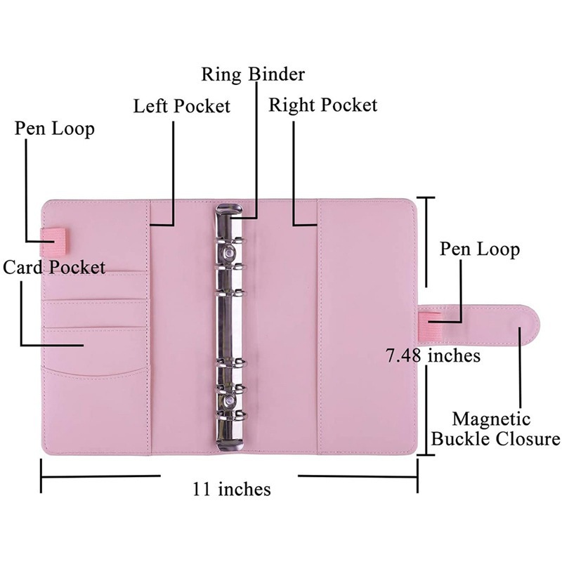 Buku Catatan Pengikat Laser A6 Perencana Buku Penyimpanan Tagihan Amplop Uang Tunai dengan 12 pcs Folder Ritsleting 20 pcs Label Stiker Alat Tulis