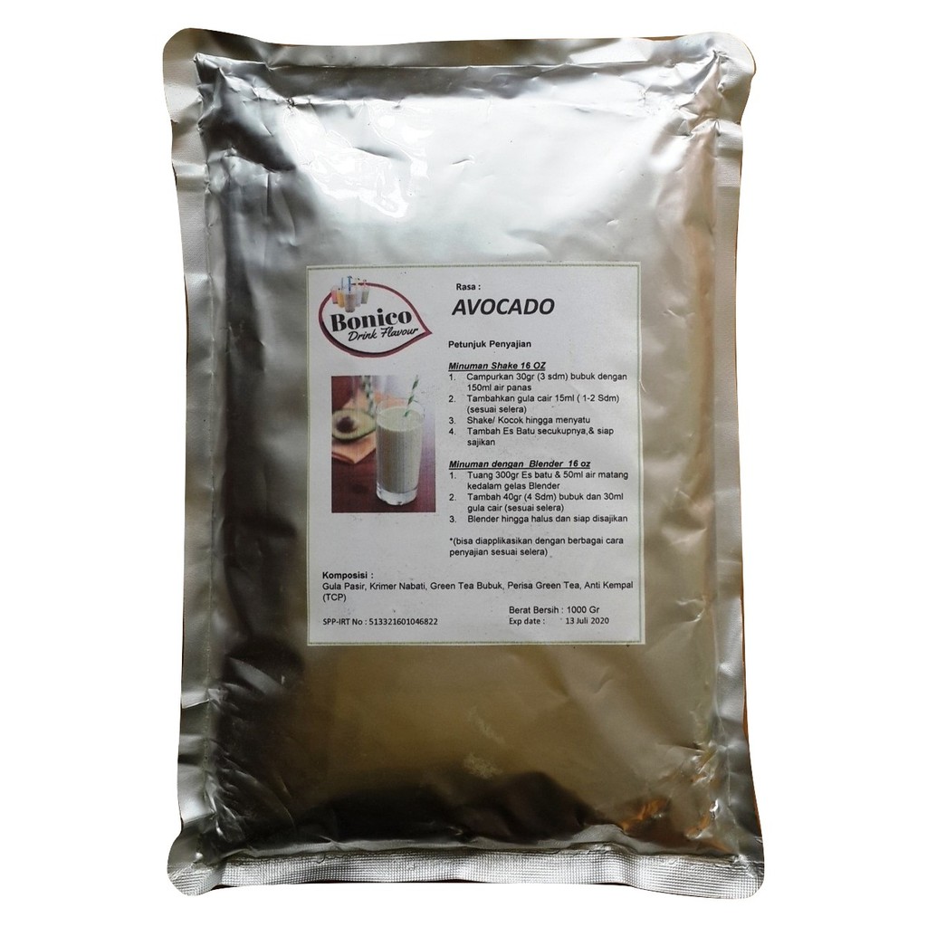 

BONICO AVOCADO powder 1kg Bubuk minuman kekinian drink SHAKE MILK ALPOKAd Alpokat Alpukat Alpuket