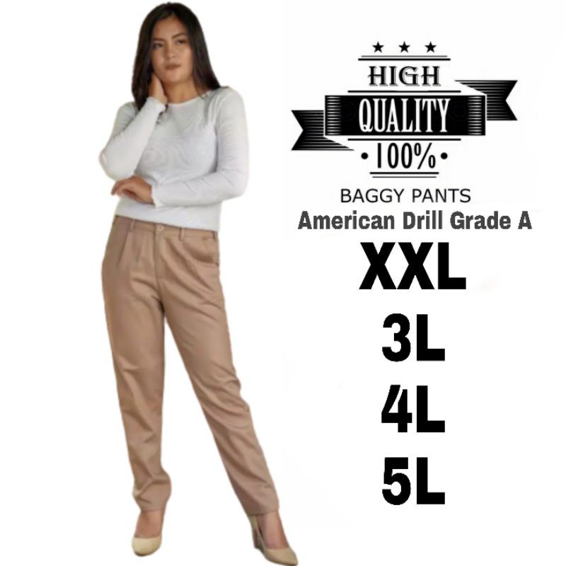 BAGGY PANTS JUMBO PREMIUM AMERICAN DRILL CELANA PANJANG WANITA KERJA KANTOR BIG SIZE NOT KULOT