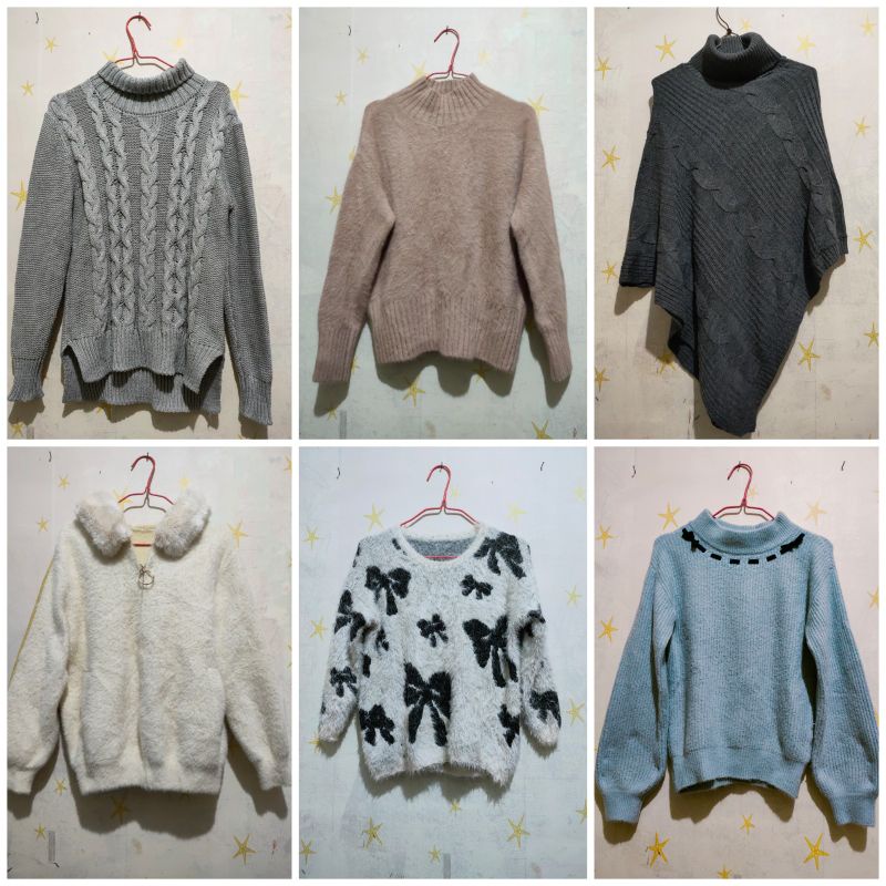 Sweater preloved rajut/outer rajut/rajut balon/rajut motif/jaket rajut/fuzzy