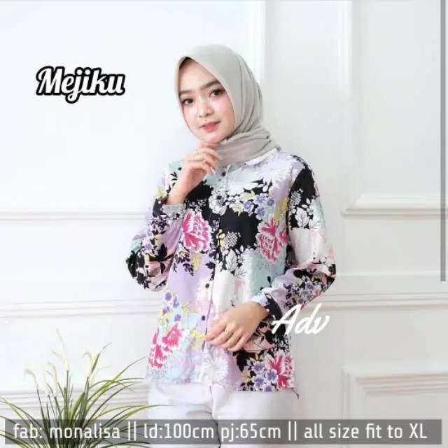 Kemeja Wanita Motif Bunga Cantik - Mejiku Blouse