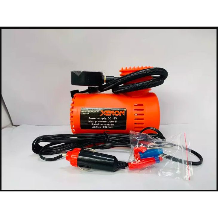 Pompa Ban XENON Kompresor Angin Mini Air Compressor Portable Mobil Motor Sepeda Bola Perahu Karet