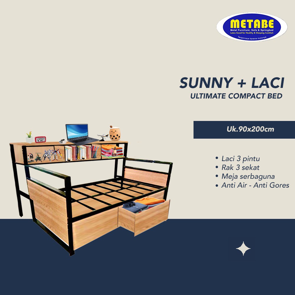 Metabe Ranjang Besi Type Sunny+ Laci Bawah ( Tanpa Kasur )