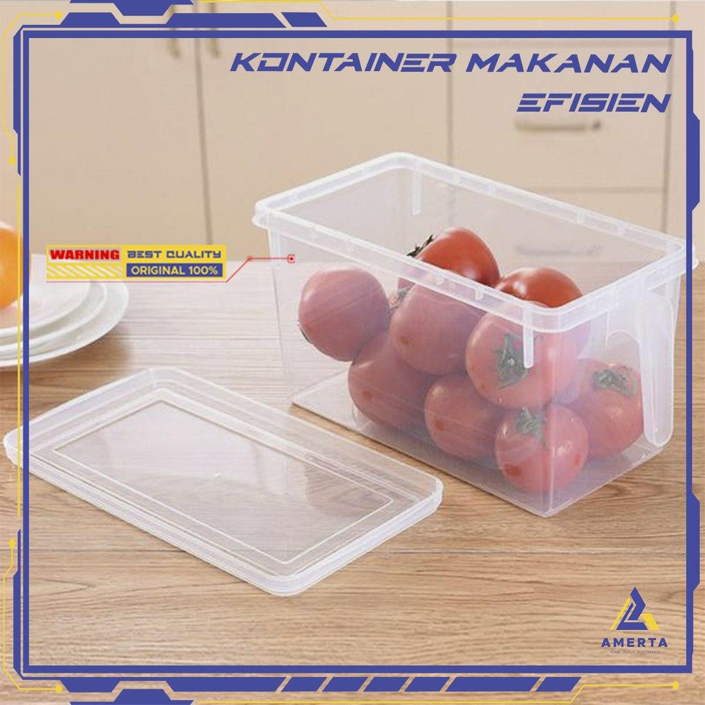 Strongwell Kotak Kontainer Makanan Kulkas Kitchen Storage Food Box 31x15.6x13CM Transparent