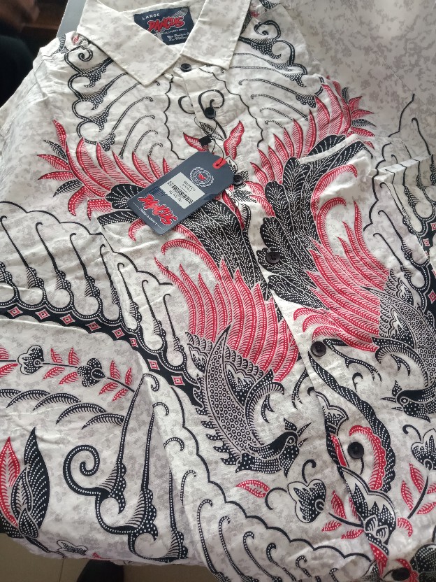 Kemeja Batik Pria Atasan Batik Modern Lengan Panjang Merah 2102.874.1