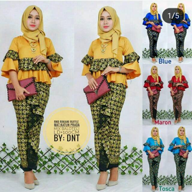 Setelan batik RnB Rinjani Ruffle atasan modern wanita murah grosir baju tanah abang pesta batik so