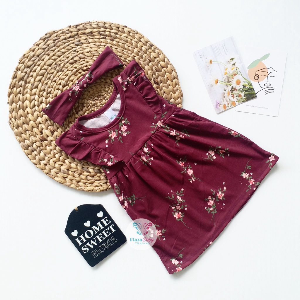 Plazababyku MX DRESS VELICE dress bayi bunga 6-24 bulan Free headband