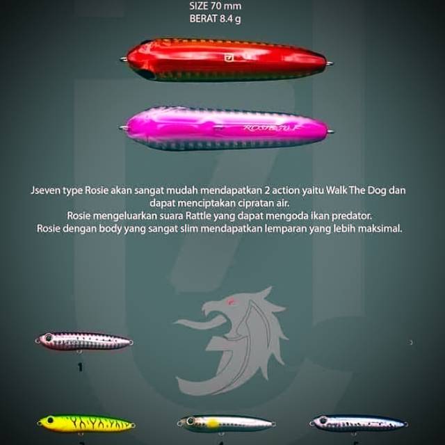 Minnow lure J-seven ROSIE 70 F pecil WTD topwater