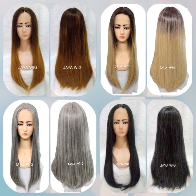 Frontlacewig Rambut Palsu Wanita Model Lace Wig Lurus Panjang Warna Ombre / Wig Lurus Panjang