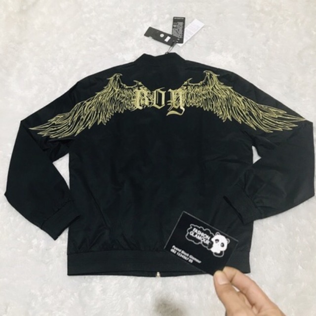 BOY31 JAKET ZIPPER BOY LONDON IMPORT GOLD ON BLACK PRIA WANITA INGGRIS