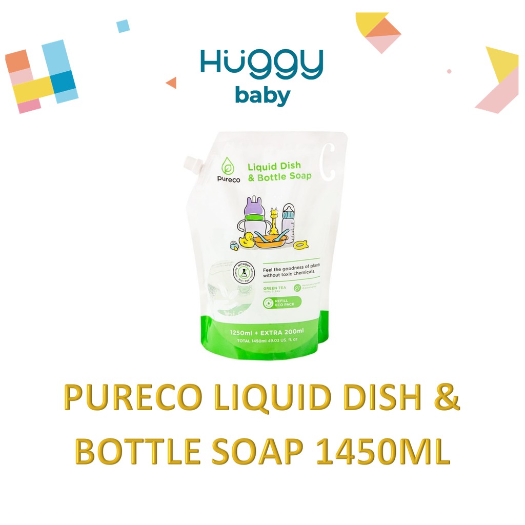 Pureco Liquid Dish &amp; Bottle Soap 1450ml Sabun Cuci Piring Botol 1450ml