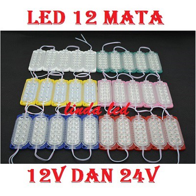 LAMPU LED MODUL 12MATA SMD 2835 10438 12VOLT dan 24VOLT WATERPROOF 12 MATA 12V 24V 1224 V VOLT