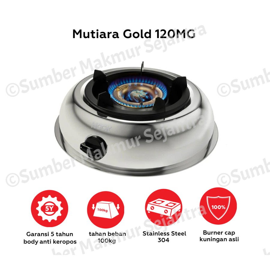 Kompor Gas Stainless Hock Mutiara Gold 1 Tungku - KGB 20MG
