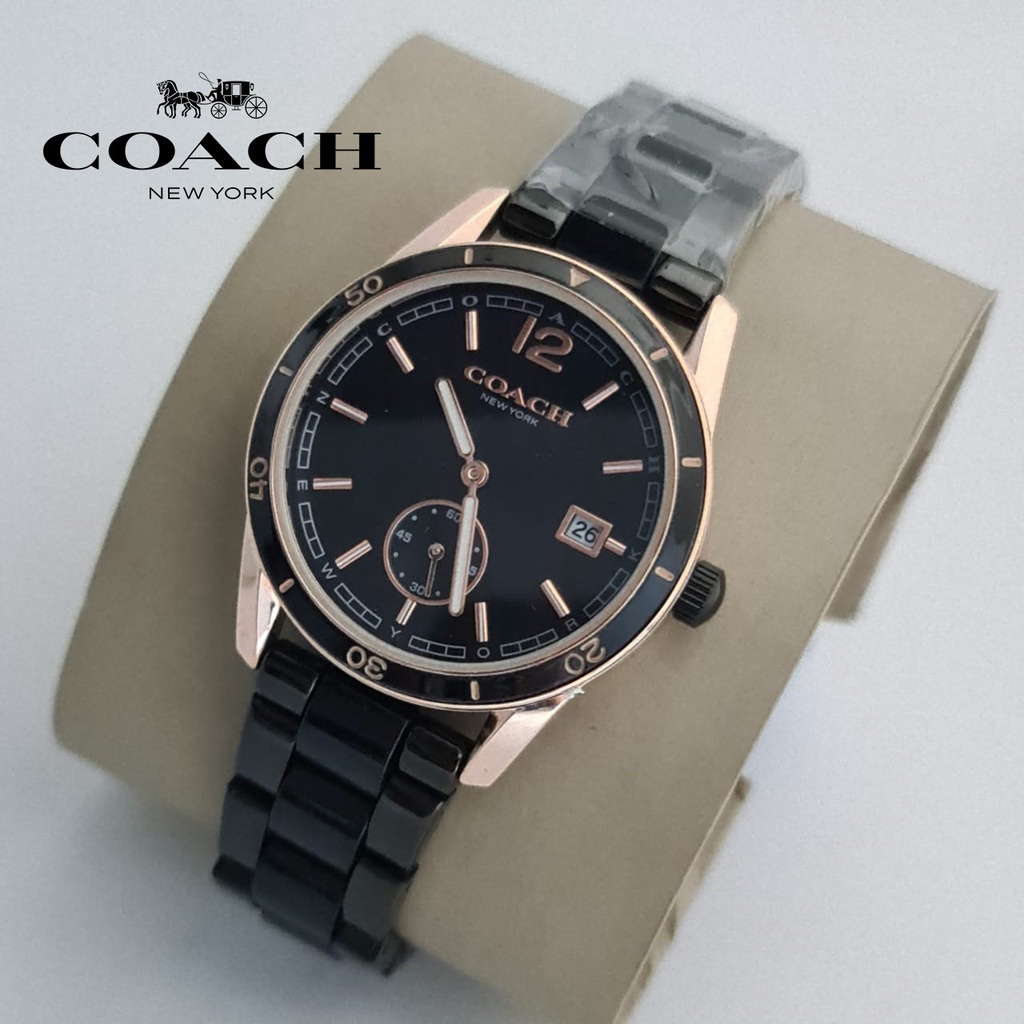 BEST SELLER JAM TANGAN WANITA COACH P120 TALI RANTAI DETIK BAWAH AKTIF TANGGAL AKTIF DM 3.5CM FREE BOX BATERAI CADANGAN || JAM TANGAN FASHION WANITA JAM TANGAN CEWEK MURAH COACH