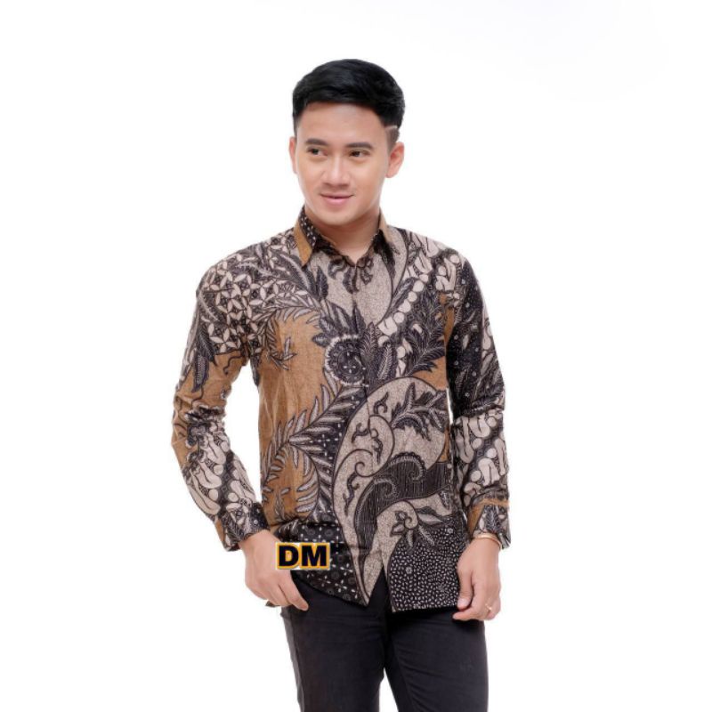 BAJU BATIK WANITA MODERN ATASAN TUNIK BATIK MOTIF KATE COKLAT