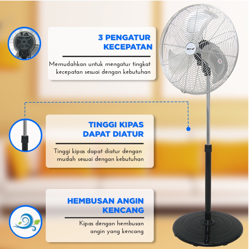 SEKAI Kipas Angin Berdiri Tornado / Stand Fan Alumunium 20 Inch - HSN 2008