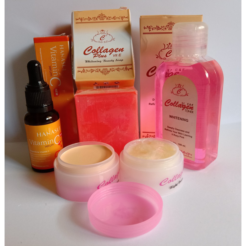 Collagen - Paket Cream Collagen Plus Toner & Serum Hanasui Vit C